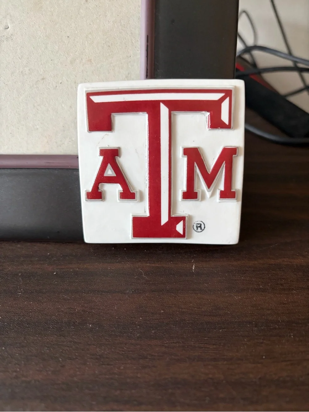 A&M Maroon and White Decorative Frame Accent